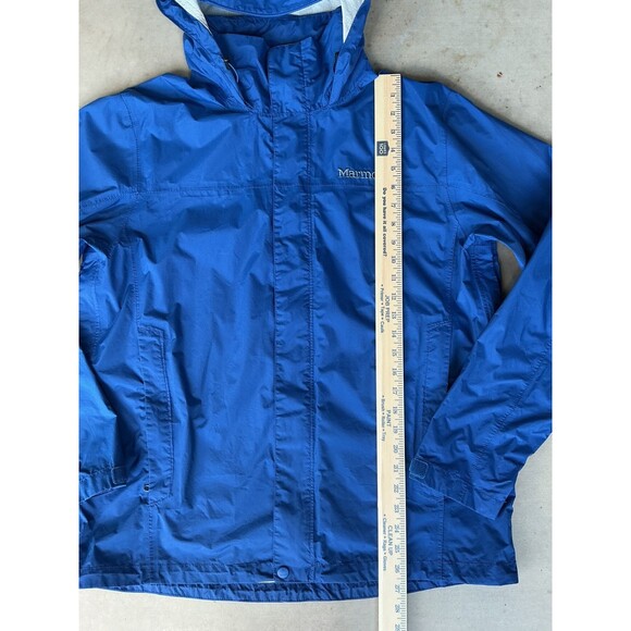 Marmot Mens PreCip Rain Jacket sz L  Blue Hooded Ripstop Nylon DWR Hiking 41200 - Picture 16 of 16